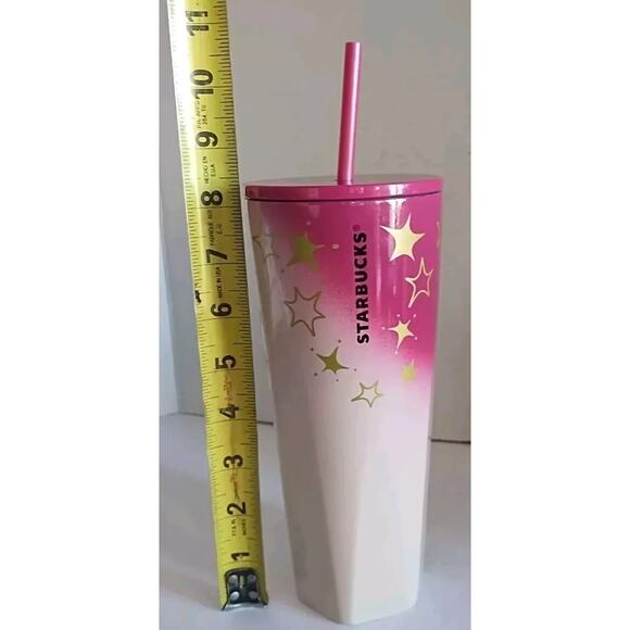 Starbucks Christmas Holiday 2024 Pink & Gold Stars Stainless-Steel Venti Tumbler - Picture 6 of 7
